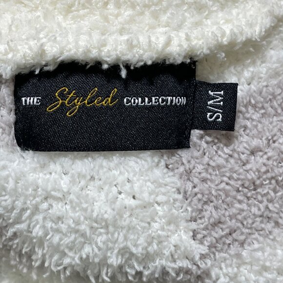 The Styled Collection Feather Yarn Robe Long Grey Cream Check Size S/M - Picture 4 of 6